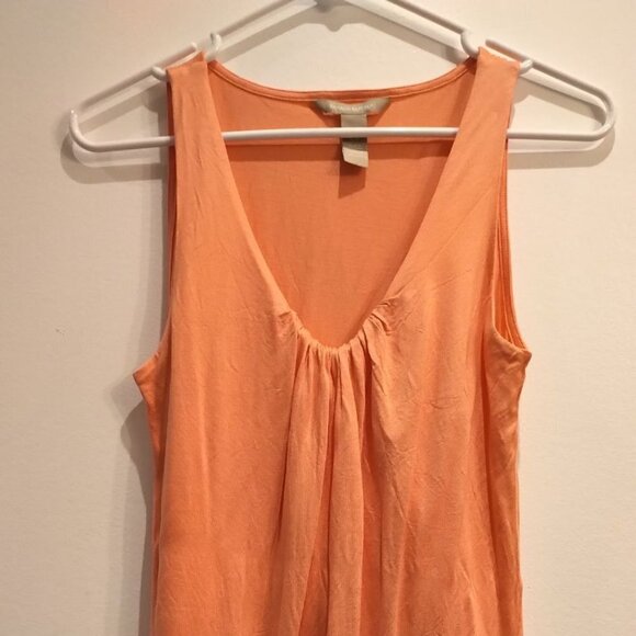 Sexy Y2K Banana Republic Sleeveless Top Gathered Plunging Neckline in Coral - Picture 7 of 16